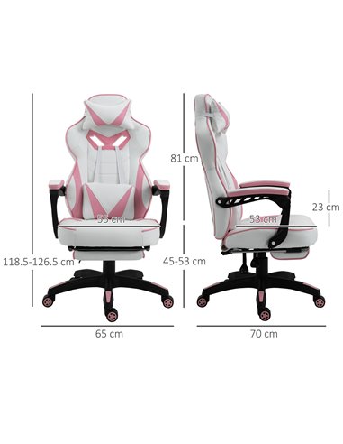 Vinsetto Ergonomic Racing Gaming Chair Office Desk Chair Adjustable Height Recliner with Wheels, Headrest, Lumbar Support, Retra