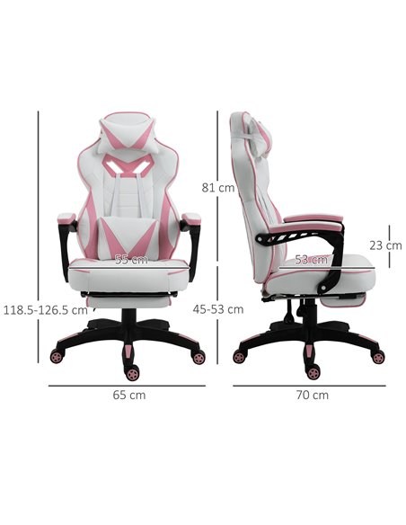 Vinsetto Ergonomic Racing Gaming Chair Office Desk Chair Adjustable Height Recliner with Wheels, Headrest, Lumbar Support, Retra - pic 9914 | FastDaddyshop