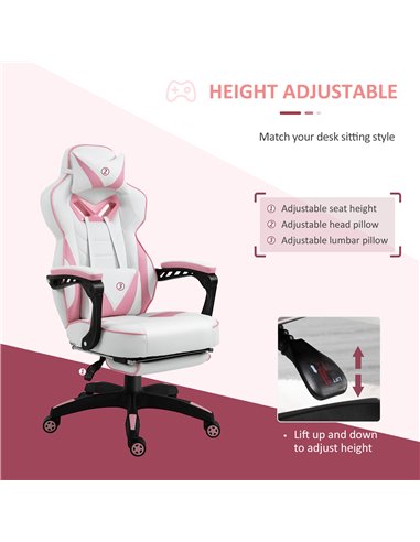Vinsetto Ergonomic Racing Gaming Chair Office Desk Chair Adjustable Height Recliner with Wheels, Headrest, Lumbar Support, Retra