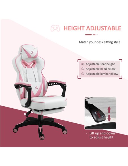 Vinsetto Ergonomic Racing Gaming Chair Office Desk Chair Adjustable Height Recliner with Wheels, Headrest, Lumbar Support, Retra - pic 9915 | FastDaddyshop