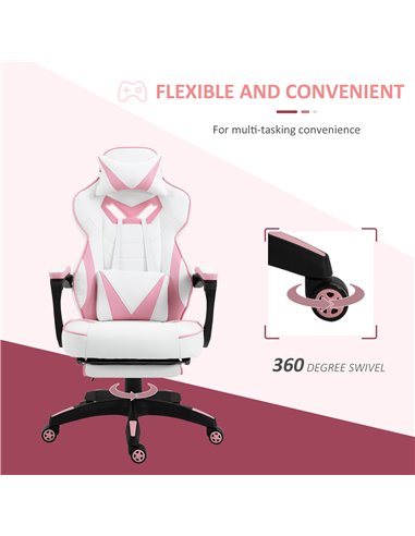 Vinsetto Ergonomic Racing Gaming Chair Office Desk Chair Adjustable Height Recliner with Wheels, Headrest, Lumbar Support, Retra