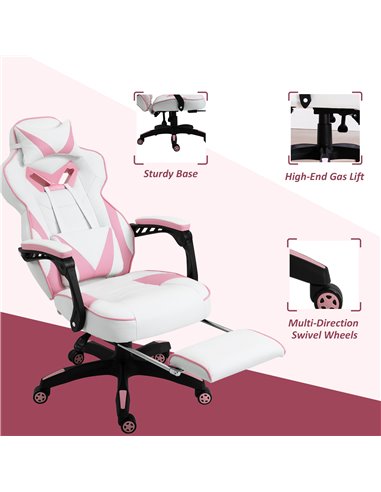 Vinsetto Ergonomic Racing Gaming Chair Office Desk Chair Adjustable Height Recliner with Wheels, Headrest, Lumbar Support, Retra