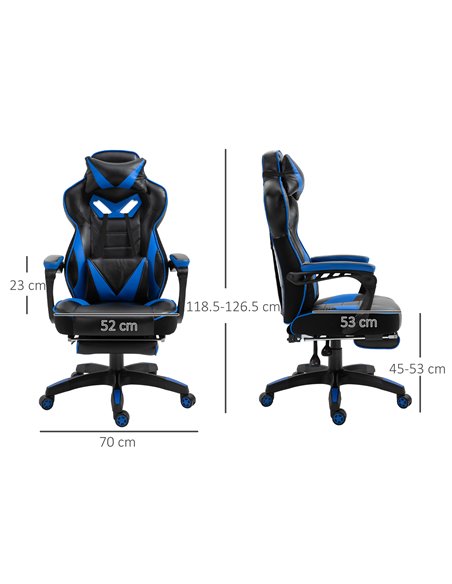 Vinsetto Ergonomic Racing Gaming Chair Office Desk Chair Adjustable Height Recliner with Wheels, Headrest, Lumbar Support, Retra - pic 9922 | FastDaddyshop