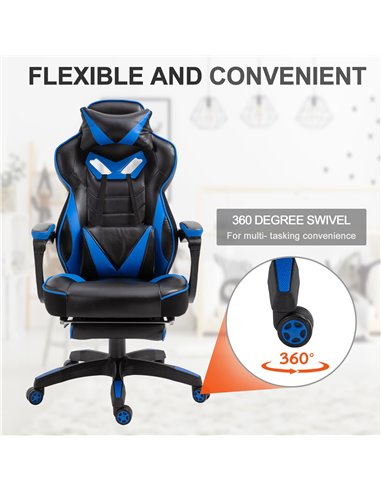 Vinsetto Ergonomic Racing Gaming Chair Office Desk Chair Adjustable Height Recliner with Wheels, Headrest, Lumbar Support, Retra