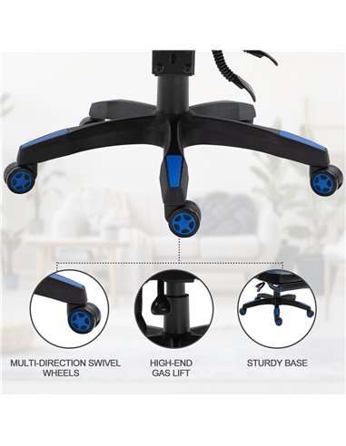 Vinsetto Ergonomic Racing Gaming Chair Office Desk Chair Adjustable Height Recliner with Wheels, Headrest, Lumbar Support, Retra