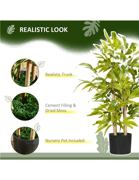 HOMCOM 2 PCs Artificial Plants Bamboo Tree in Pot Desk Fake Plants for Home Indoor Outdoor Decor, 15x15x60cm, Green 830-P103 - pic 99257 | FastDaddyshop