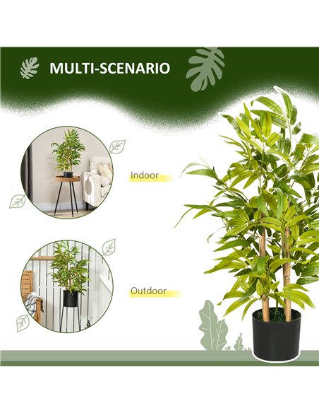 HOMCOM 2 PCs Artificial Plants Bamboo Tree in Pot Desk Fake Plants for Home Indoor Outdoor Decor, 15x15x60cm, Green 830-P103 - pic 99258 | FastDaddyshop