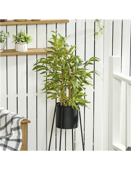HOMCOM 2 PCs Artificial Plants Bamboo Tree in Pot Desk Fake Plants for Home Indoor Outdoor Decor, 15x15x60cm, Green 830-P103 - pic 99261 | FastDaddyshop