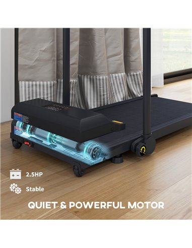 HOMCOM 2.5HP Walking Pad Treadmill, Folding Under Desk Treadmill, Walking Machine, 1-10km/h, with Remote Control A90-367V70BK