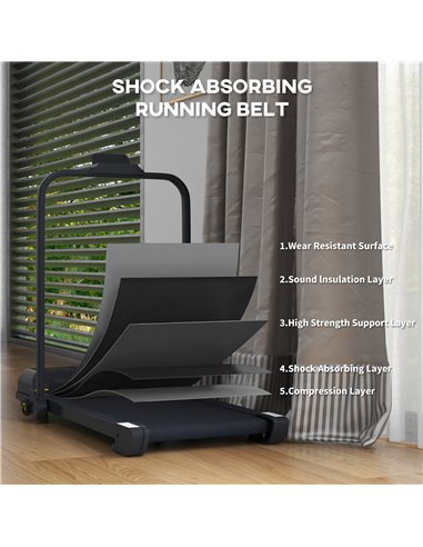 HOMCOM 2.5HP Walking Pad Treadmill, Folding Under Desk Treadmill, Walking Machine, 1-10km/h, with Remote Control A90-367V70BK