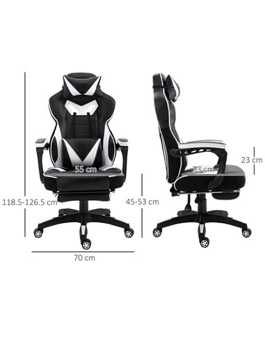 Vinsetto Ergonomic Racing Gaming Chair Office Desk Chair Adjustable Height Recliner with Wheels, Headrest, Lumbar Support, Retra