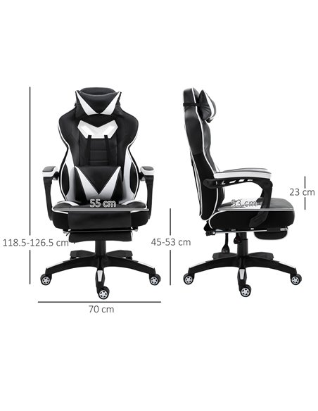 Vinsetto Ergonomic Racing Gaming Chair Office Desk Chair Adjustable Height Recliner with Wheels, Headrest, Lumbar Support, Retra - pic 9930 | FastDaddyshop