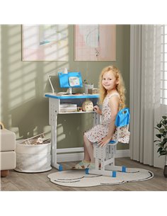 HOMCOM Kids Adjustable Desk and Chair Set, Book Stand, Pen Slot - Blue 312-061V00BU 2