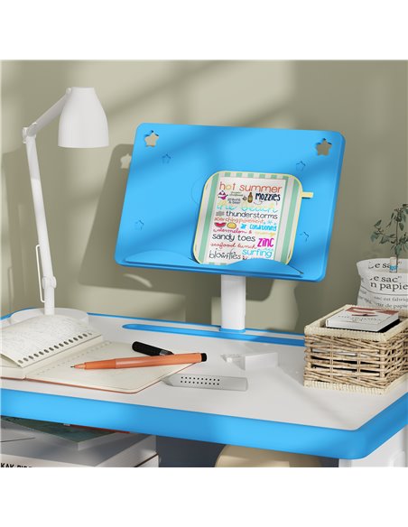 HOMCOM Kids Adjustable Desk and Chair Set, Book Stand, Pen Slot - Blue 312-061V00BU - pic 99306 | FastDaddyshop