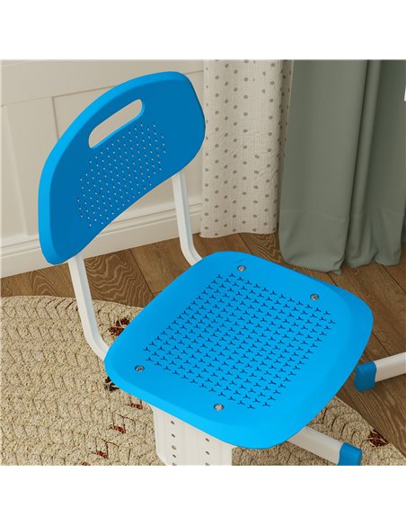 HOMCOM Kids Adjustable Desk and Chair Set, Book Stand, Pen Slot - Blue 312-061V00BU - pic 99307 | FastDaddyshop