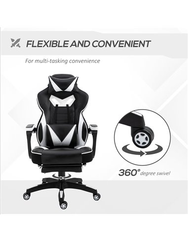 Vinsetto Ergonomic Racing Gaming Chair Office Desk Chair Adjustable Height Recliner with Wheels, Headrest, Lumbar Support, Retra