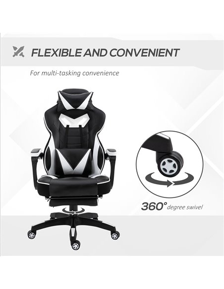 Vinsetto Ergonomic Racing Gaming Chair Office Desk Chair Adjustable Height Recliner with Wheels, Headrest, Lumbar Support, Retra - pic 9933 | FastDaddyshop