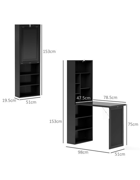 HOMCOM Three-Part Work Desk, with Storage and Chalkboard - Black 836-296V80BK - pic 99346 | FastDaddyshop