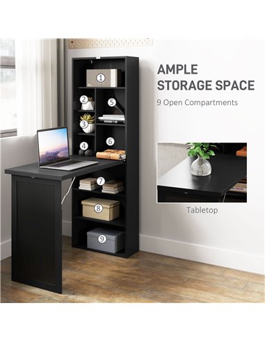 HOMCOM Three-Part Work Desk, with Storage and Chalkboard - Black 836-296V80BK