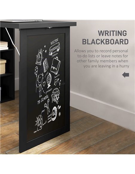 HOMCOM Three-Part Work Desk, with Storage and Chalkboard - Black 836-296V80BK - pic 99350 | FastDaddyshop