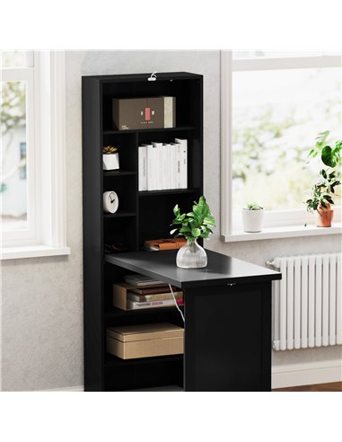 HOMCOM Three-Part Work Desk, with Storage and Chalkboard - Black 836-296V80BK