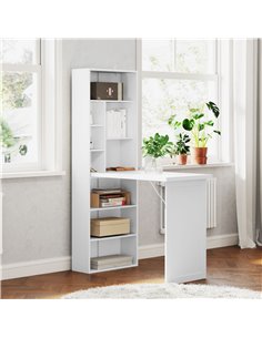 HOMCOM Three-Part Work Desk, with Storage and Writing Board - White 836-296V81WT 2