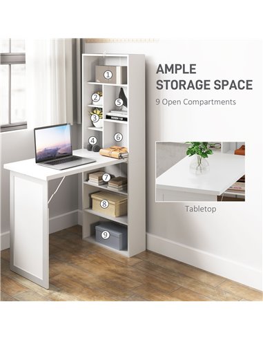 HOMCOM Three-Part Work Desk, with Storage and Writing Board - White 836-296V81WT