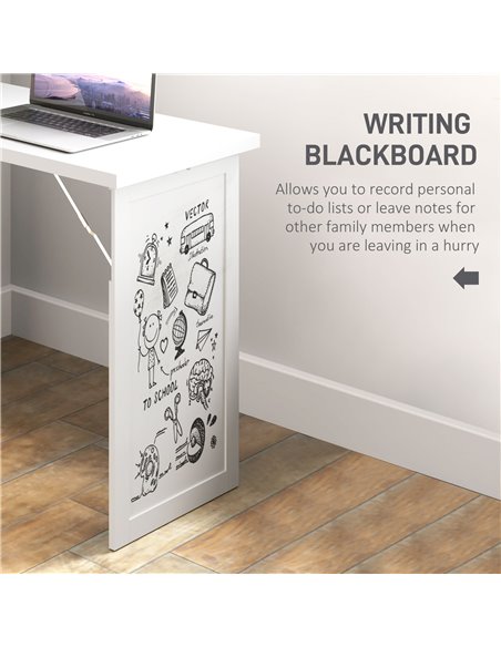 HOMCOM Three-Part Work Desk, with Storage and Writing Board - White 836-296V81WT - pic 99359 | FastDaddyshop
