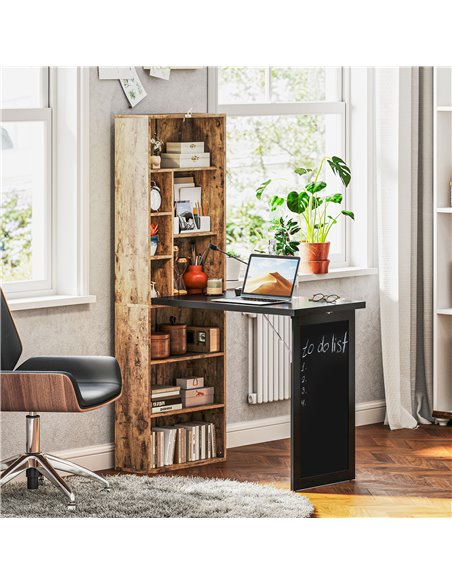 HOMCOM Folding Desk with Blackboard Multi-function Computer Office Workstation Side Shelf for Home Office, Rustic Brown 836-296V - pic 99363 | FastDaddyshop