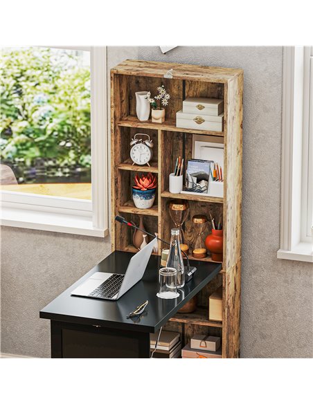 HOMCOM Folding Desk with Blackboard Multi-function Computer Office Workstation Side Shelf for Home Office, Rustic Brown 836-296V - pic 99370 | FastDaddyshop