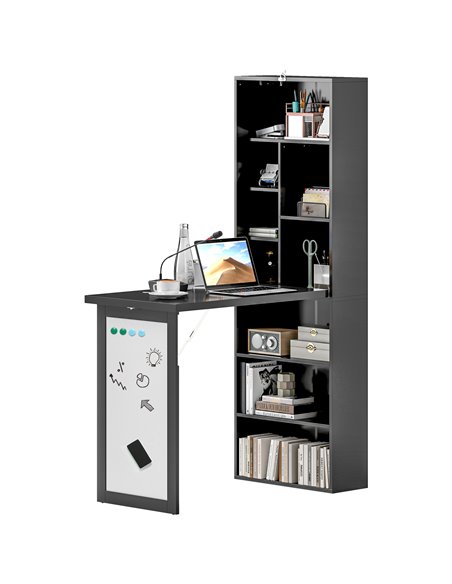 HOMCOM Three-Part Work Desk, with Storage and Writing Board - Black 836-296V81BK - pic 99371 | FastDaddyshop