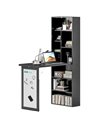 HOMCOM Three-Part Work Desk, with Storage and Writing Board - Black 836-296V81BK