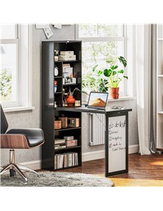 HOMCOM Three-Part Work Desk, with Storage and Writing Board - Black 836-296V81BK 2