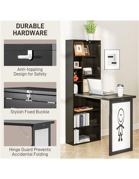 HOMCOM Three-Part Work Desk, with Storage and Writing Board - Black 836-296V81BK - pic 99374 | FastDaddyshop
