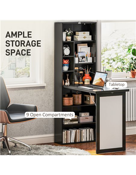 HOMCOM Three-Part Work Desk, with Storage and Writing Board - Black 836-296V81BK - pic 99375 | FastDaddyshop