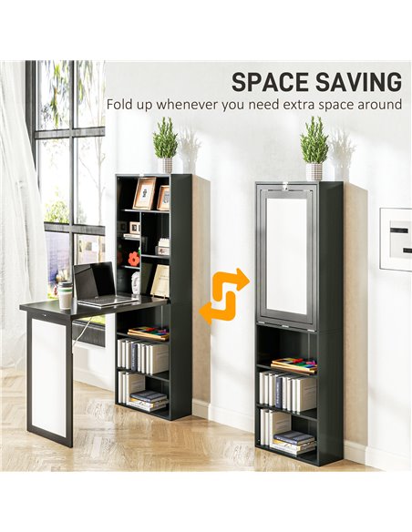 HOMCOM Three-Part Work Desk, with Storage and Writing Board - Black 836-296V81BK - pic 99376 | FastDaddyshop