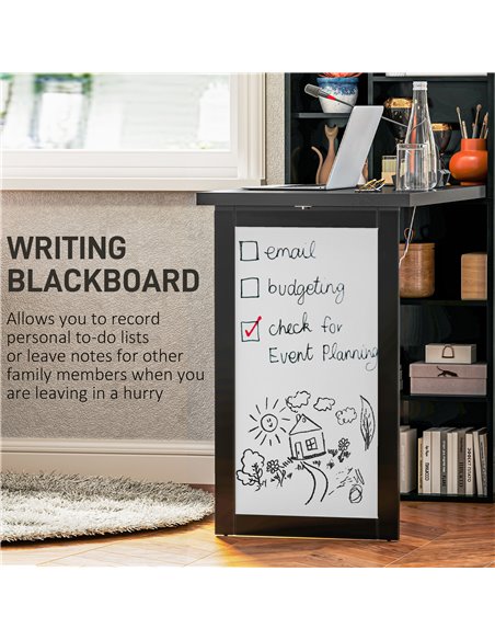 HOMCOM Three-Part Work Desk, with Storage and Writing Board - Black 836-296V81BK - pic 99377 | FastDaddyshop