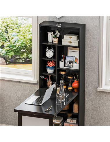 HOMCOM Three-Part Work Desk, with Storage and Writing Board - Black 836-296V81BK
