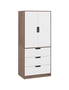 HOMCOM Two Door, Two Drawer Wardrobe - White/Brown 831-621V00BN
