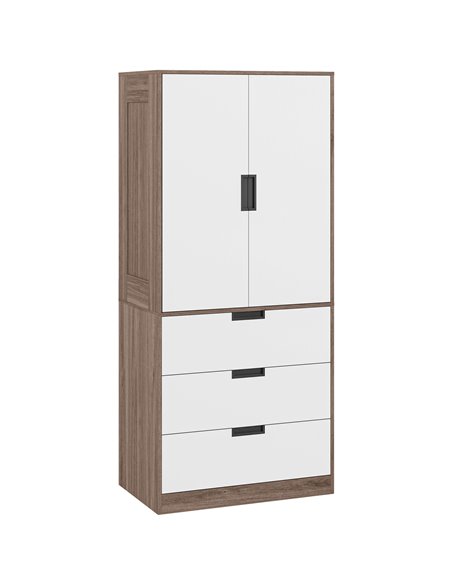 HOMCOM Two Door, Two Drawer Wardrobe - White/Brown 831-621V00BN - pic 99416 | FastDaddyshop