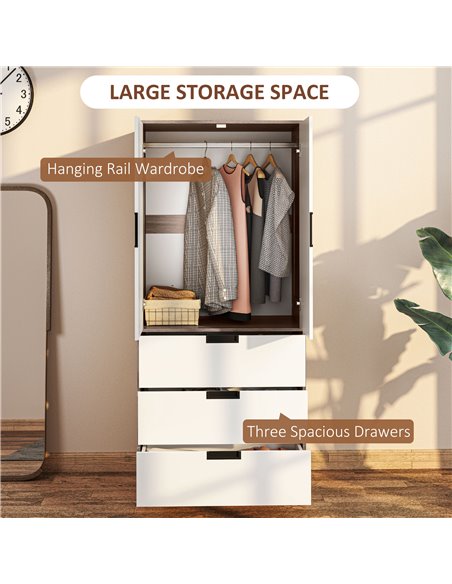 HOMCOM Two Door, Two Drawer Wardrobe - White/Brown 831-621V00BN - pic 99419 | FastDaddyshop