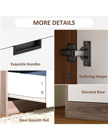 HOMCOM Two Door, Two Drawer Wardrobe - White/Brown 831-621V00BN