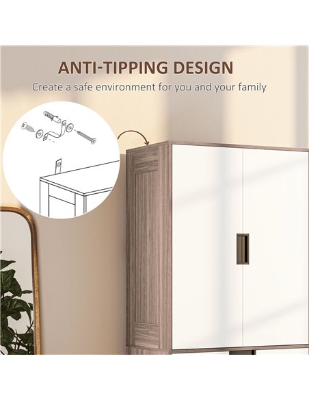 HOMCOM Two Door, Two Drawer Wardrobe - White/Brown 831-621V00BN - pic 99421 | FastDaddyshop
