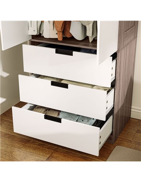 HOMCOM Two Door, Two Drawer Wardrobe - White/Brown 831-621V00BN - pic 99424 | FastDaddyshop
