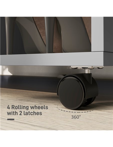 HOMCOM Open Wardrobe on Wheels with Clothes Rail, Bedroom Clothes Storage with Hanging Rod, 3 Storage Shelves, Mobile Garment Ra - pic 99429 | FastDaddyshop