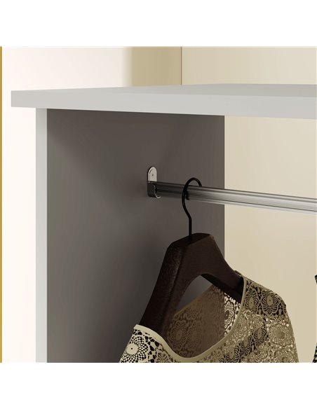HOMCOM Open Wardrobe on Wheels with Clothes Rail, Bedroom Clothes Storage with Hanging Rod, 3 Storage Shelves, Mobile Garment Ra - pic 99433 | FastDaddyshop