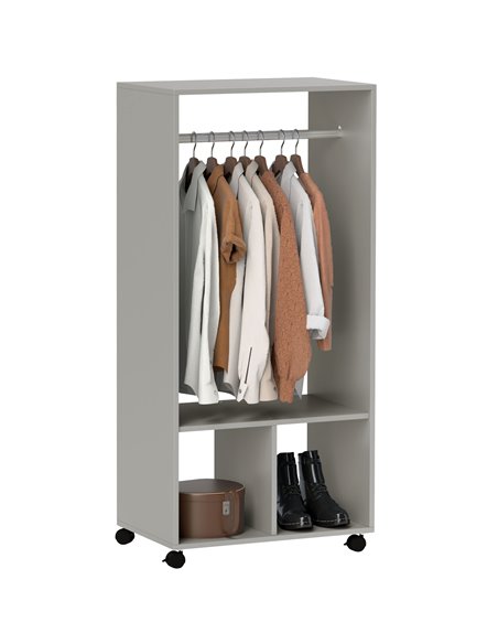 HOMCOM Open Wardrobe for Bedroom, Small Wardrobe on Wheels with Clothes Rail, Storage Shelves, Mobile Garment Rack for Clothes S - pic 99434 | FastDaddyshop
