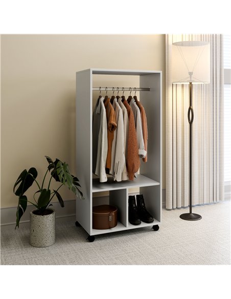 HOMCOM Open Wardrobe for Bedroom, Small Wardrobe on Wheels with Clothes Rail, Storage Shelves, Mobile Garment Rack for Clothes S - pic 99441 | FastDaddyshop
