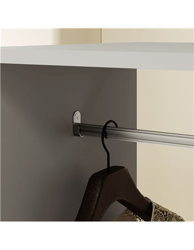 HOMCOM Open Wardrobe for Bedroom, Small Wardrobe on Wheels with Clothes Rail, Storage Shelves, Mobile Garment Rack for Clothes S