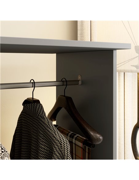 HOMCOM Double Open Wardrobe on Wheels, Bedroom Wardrobe with Clothes Hanging Rails, 3 Storage Shelves, Mobile Garment Rack for C - pic 99451 | FastDaddyshop